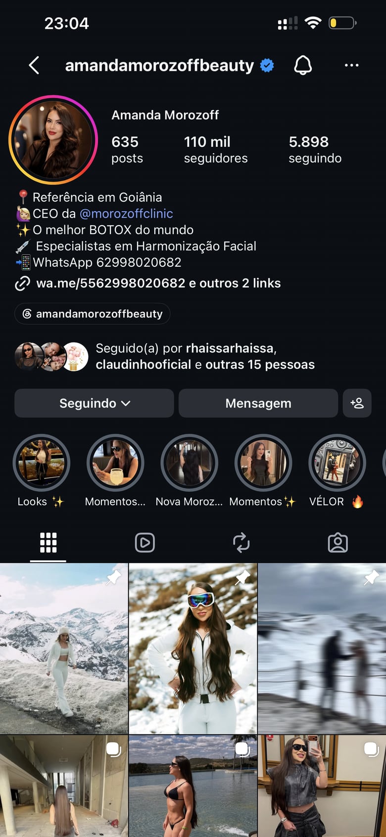 Perfil no Instagram de Amanda Morozoff, @amandamorozoffbeauty
